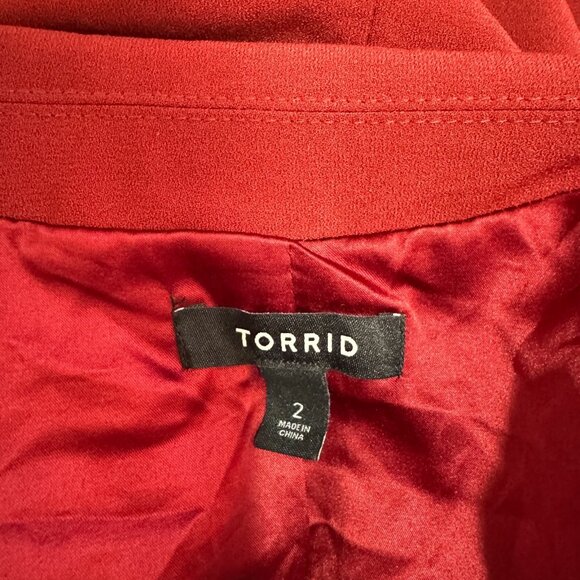 Torrid Blazer Jacket 2 / 2X Red Long Single Button Pockets Holiday Christmas - Picture 7 of 10